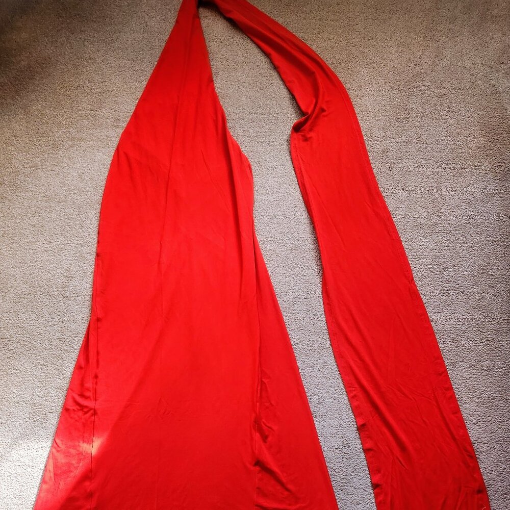 Red Solid Color One Shoulder Backless Fishtail He… - image 5